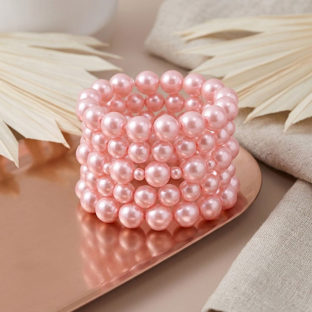 5 Pcs Pink Pearl Bracelets