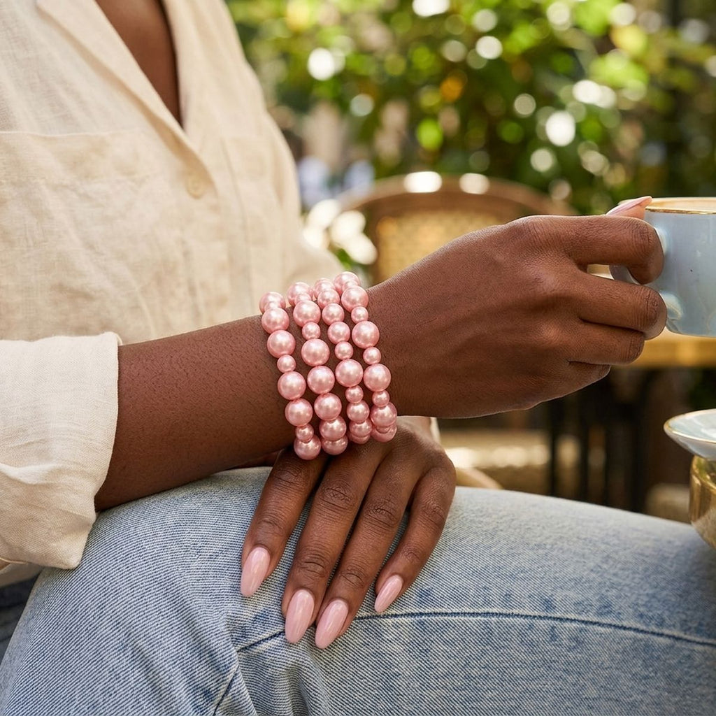 5 Pcs Pink Pearl Bracelets