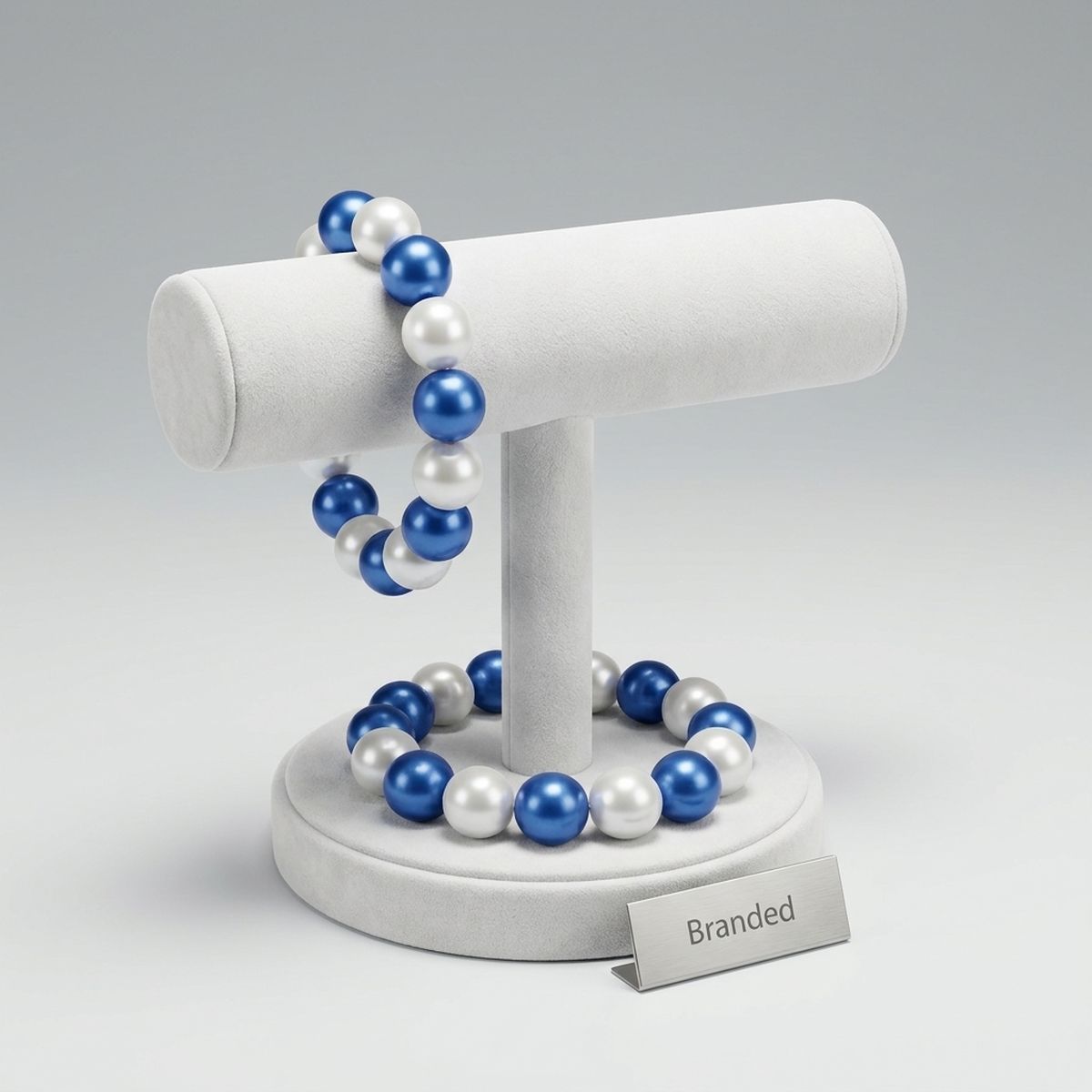 Blue and White Pearl 15mm Stretch Bracelet ZPB