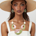 Collar Organic Pink Green Cord Necklace