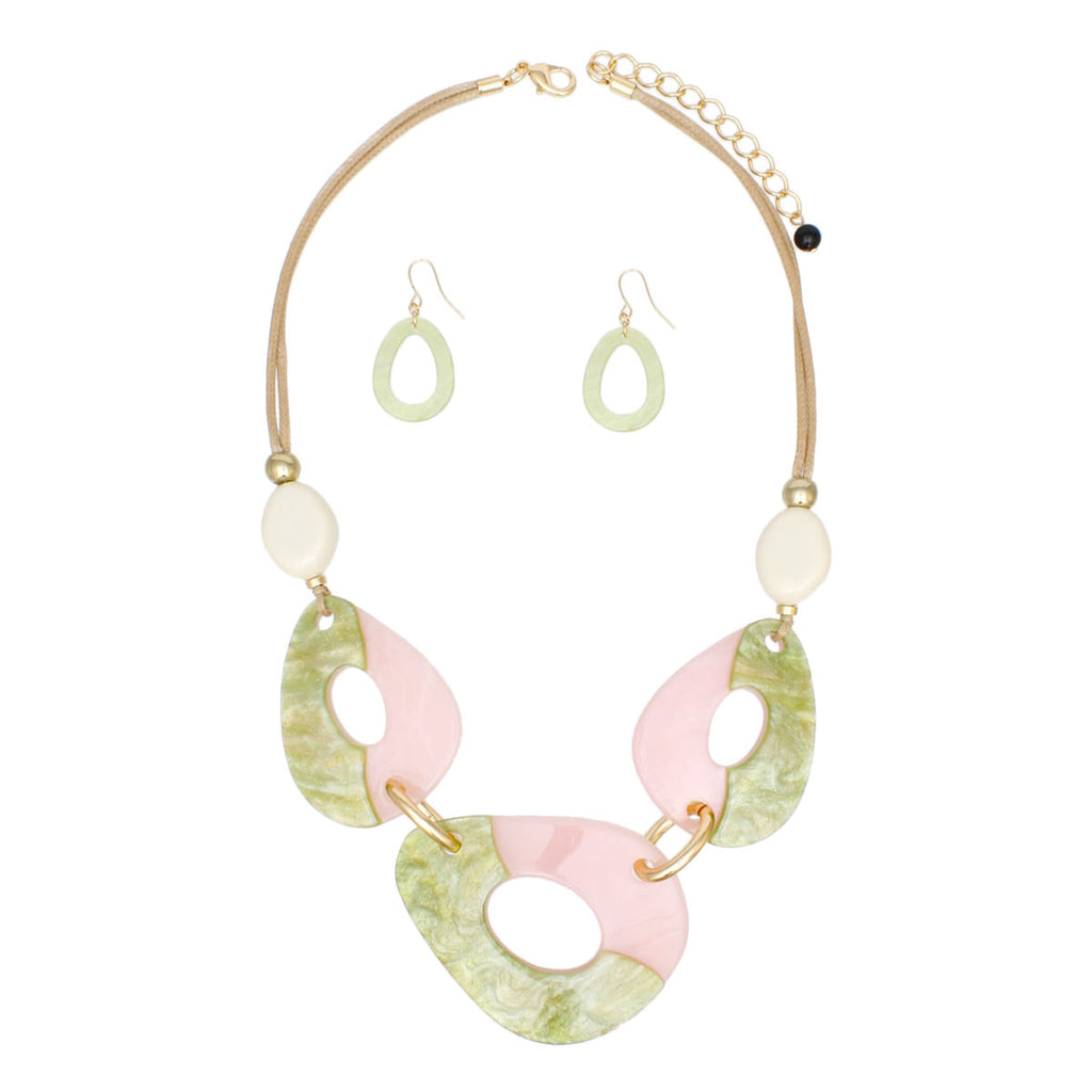 Collar Organic Pink Green Cord Necklace