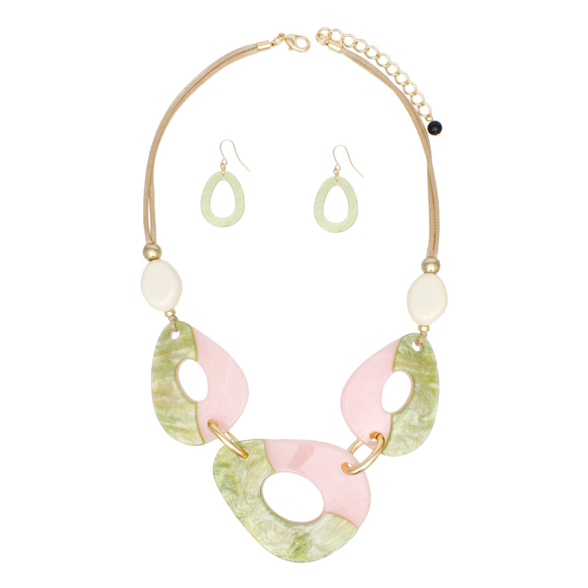 Collar Organic Pink Green Cord Necklace