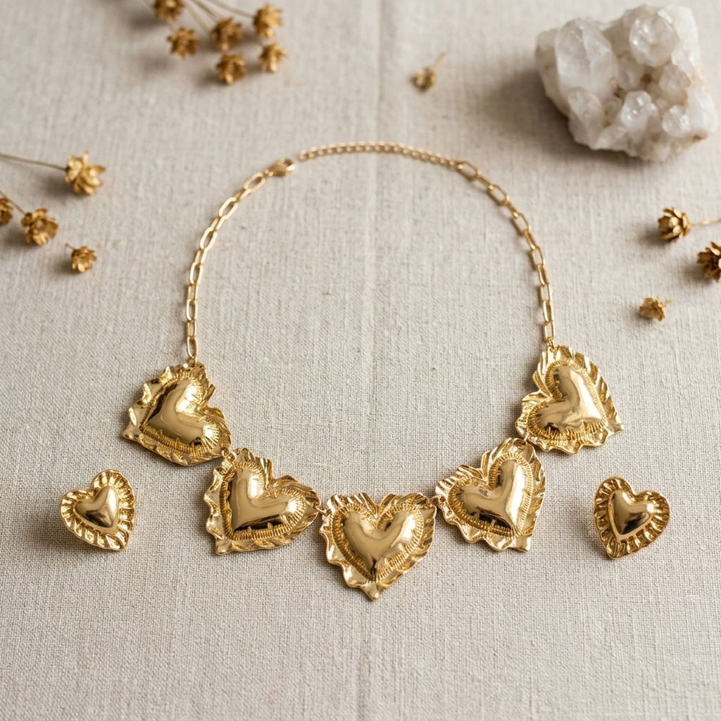 Collar Gold Heart Mylar Balloon Link Necklace