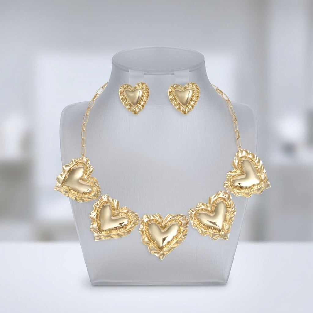 Collar Gold Heart Mylar Balloon Link Necklace