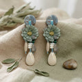 Green Oversized Natural Floral Drop Earrings