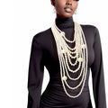 Long Layered Strand Cream Pearl Set