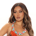 Turquoise and Coral Bead Twisted Necklace