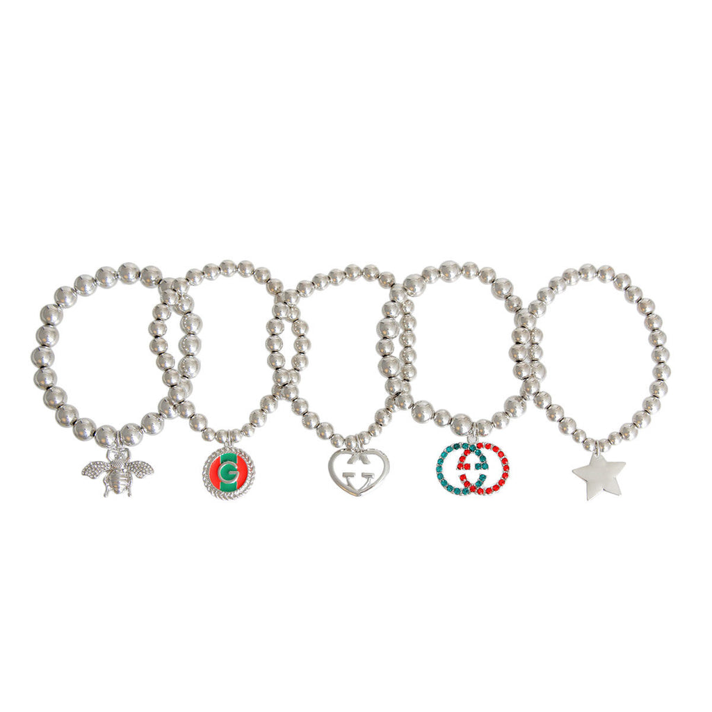 Silver Luxe Charm Stretch Bracelets