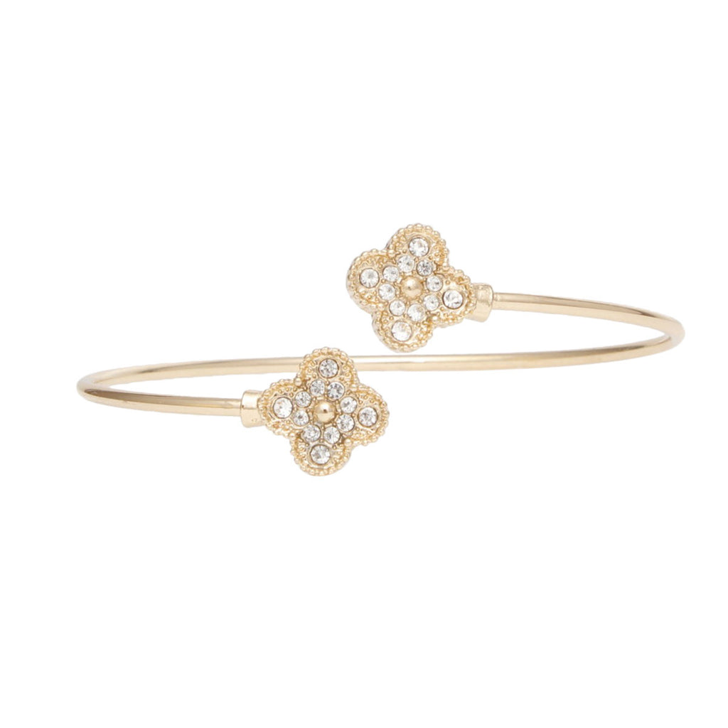 Bangle Gold Pave Quatrefoil Clover Bracelet Women