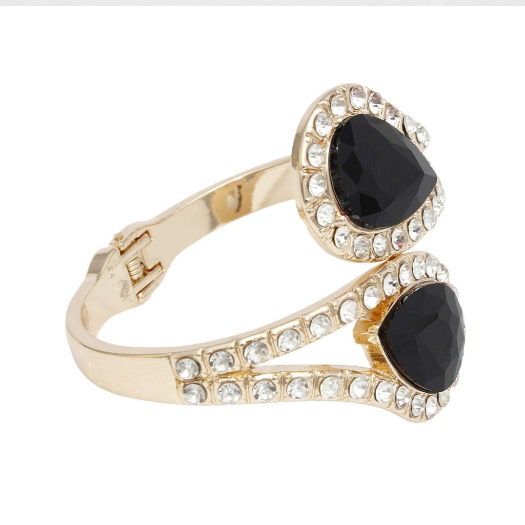 Cuff Brilliant Black Teardrop Crystal Bracelet