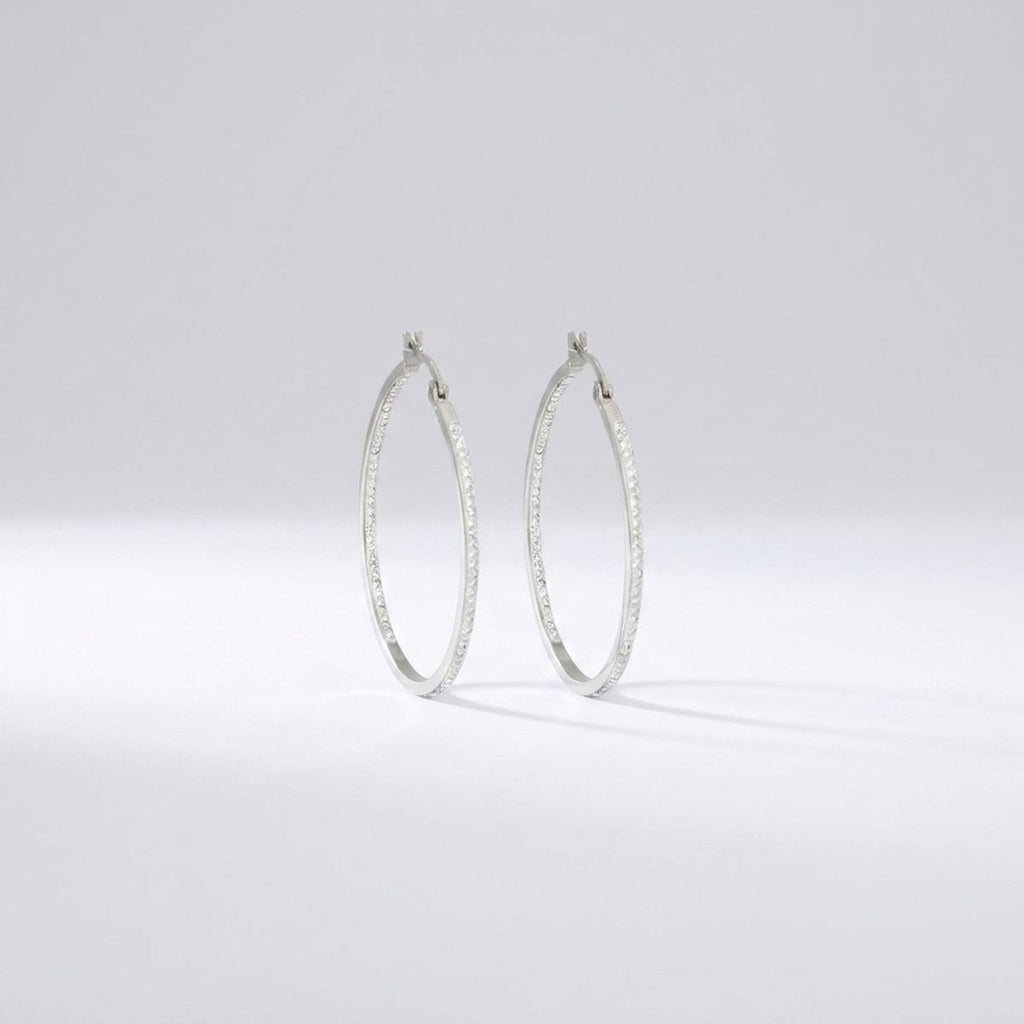 Stainless Steel Hoops with Inside Out Rhinestones