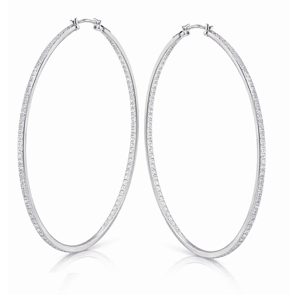 Stainless  Steel Inside Out Rhinestone Earrings