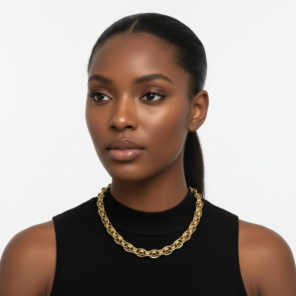 8mm Gold 18K Steel Handmade Chain Necklace