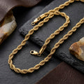 Mens 20in 8mm Gold 18K Stainless Steel Rope Chain