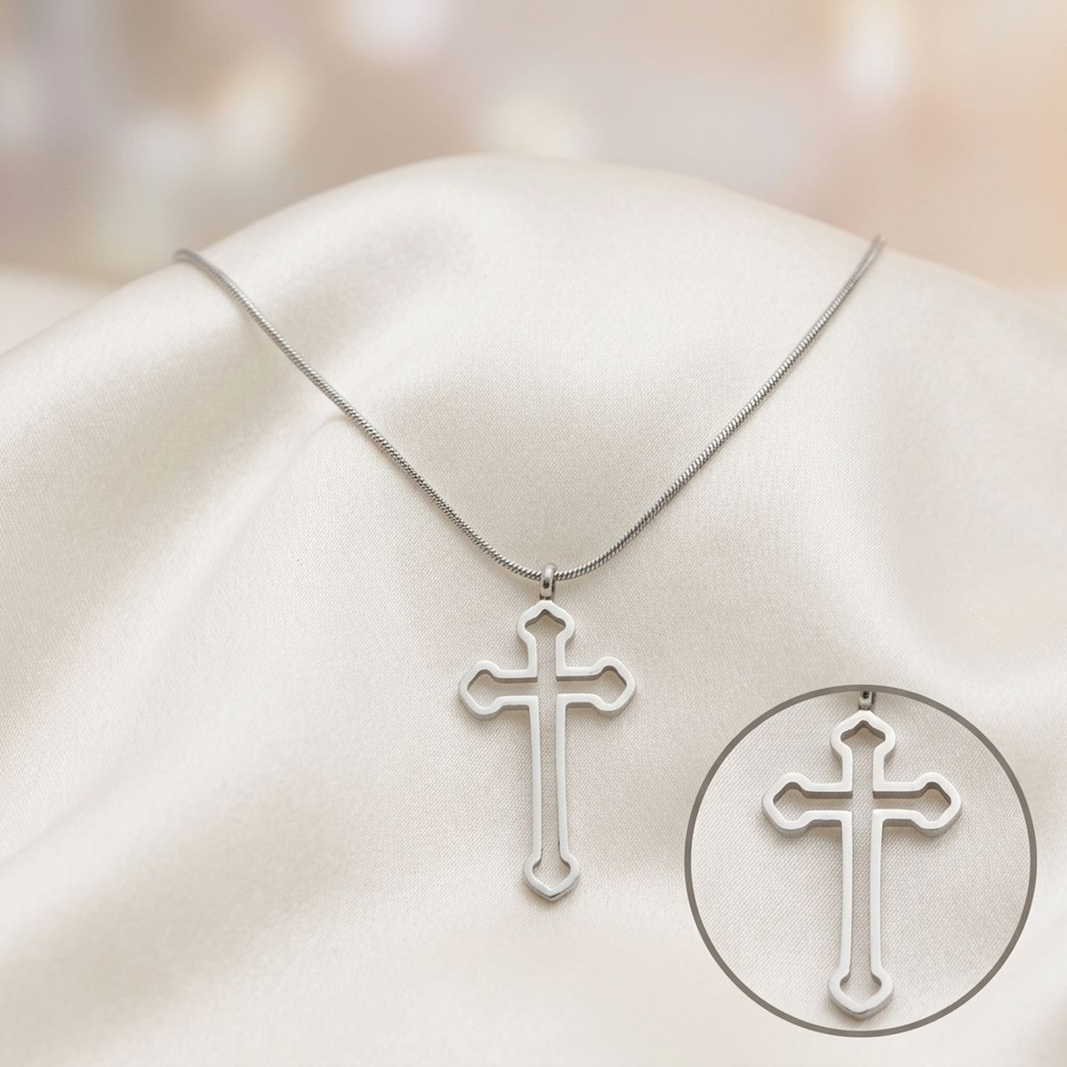 Stainless Steel Cross Pendant Chain Necklace