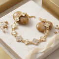 Chain Gold Quatrefoil Clover Link CZ Bracelet