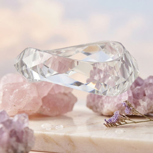 Bangle Transparent Clear Prism Wave Facet Bracelet