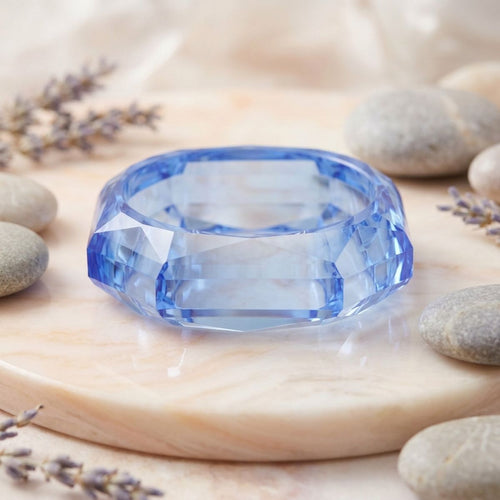 Bangle Transparent Blue Octagon Facet Bracelet