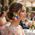 Multi Oversized Stud Painted Petal Flower Earrings