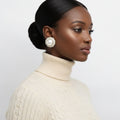 Stud Oversized Domed Cream Pearl Earrings