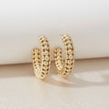 Open Hoop Gold Bubble Mesh Thick Earrings