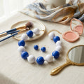 Mod Style Two Tone Blue White Chunky Bead Necklace