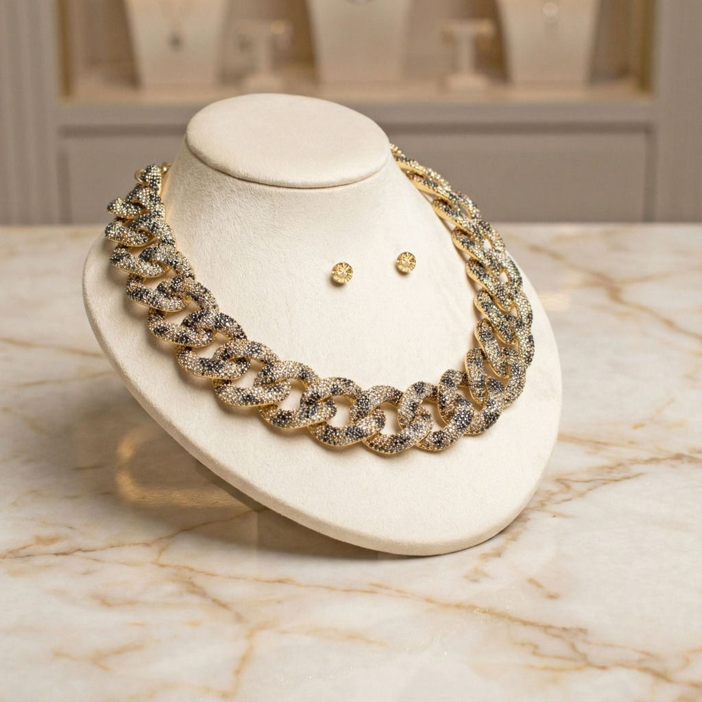 Chain Wild Child Leopard Stone Encrusted Necklace