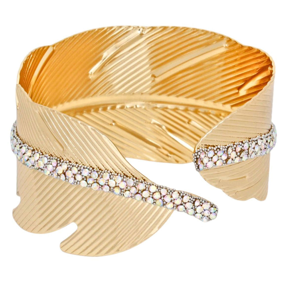 Cuff Gold Leaf Motif Shimmering Aurbo Bracelet