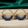 Hoop Denim Jeans Gold Bamboo Texture Earrings