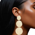 Clip On Heavy Duty Gold Metal Round Earrings