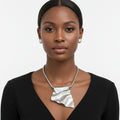 Power Pendant Silver Folded Metal Modern Necklace