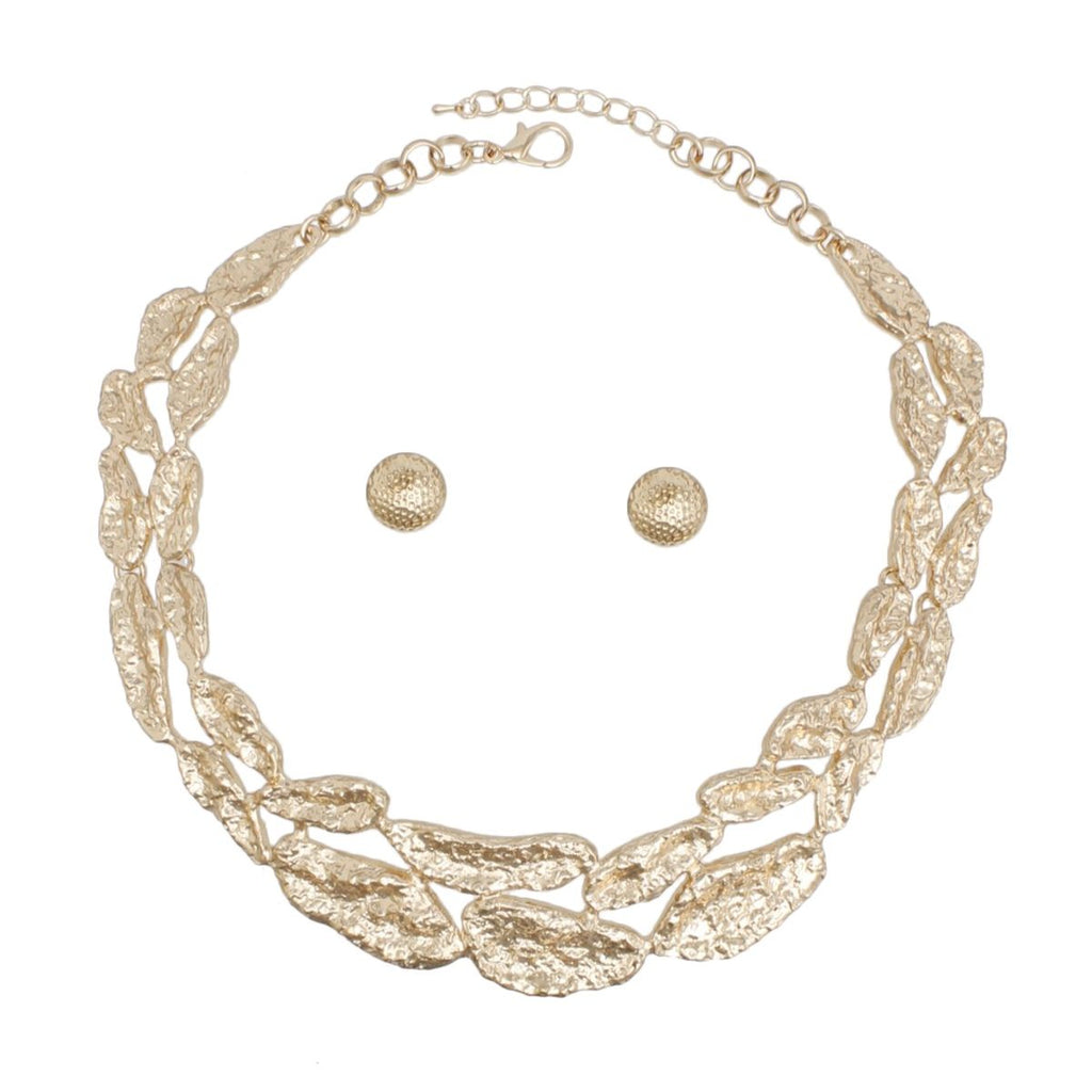 Collar Gold Melted Metal Rigid Armor Necklace
