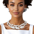 Collar Silver Melted Metal Rigid Armor Necklace