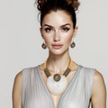 Collar White Large Resin Agate Slice Pendant Set