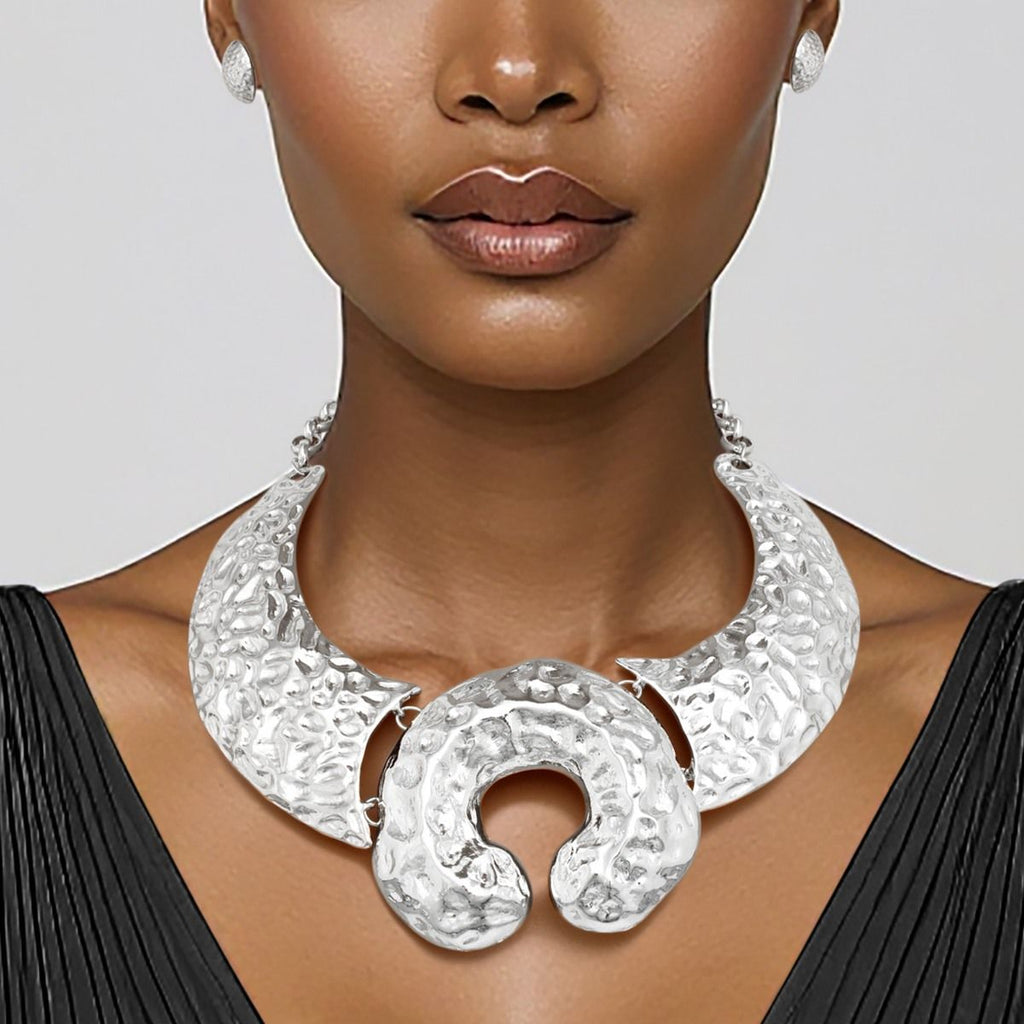 Bib Silver Warrior Chic Armor Horseshoe Necklace