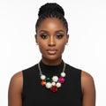 Bib Chunky Multi Crystal Pearl Evening Necklace