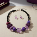Beaded Purple Chunky Mixed Bead Tribal Necklace