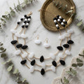 Layered Black and White Gold Tube Bead Necklace