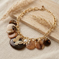 Bib Earthy Brown Discs Butterfly Flower Necklace
