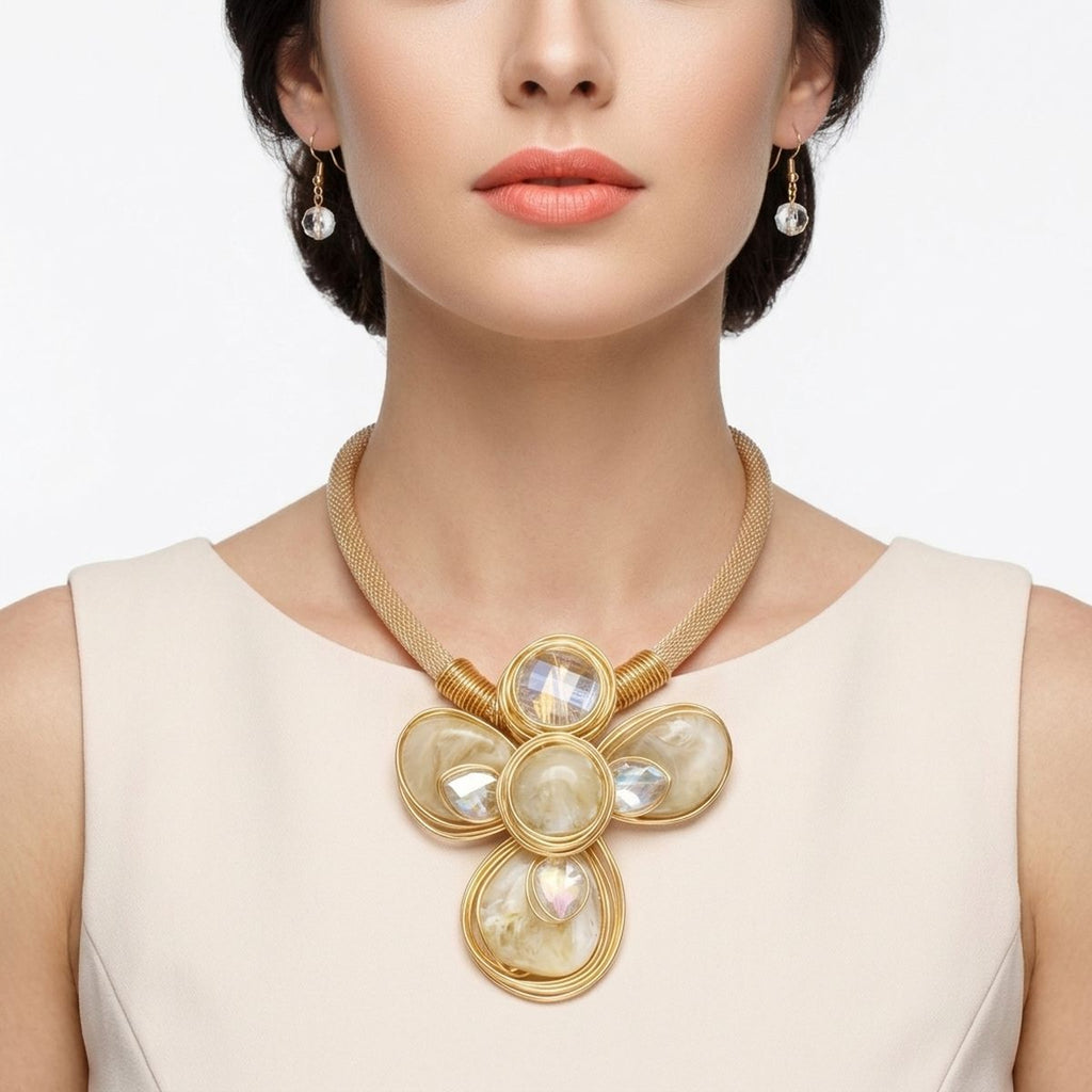 Creamy Ivory Flower Pendant Handmade Necklace