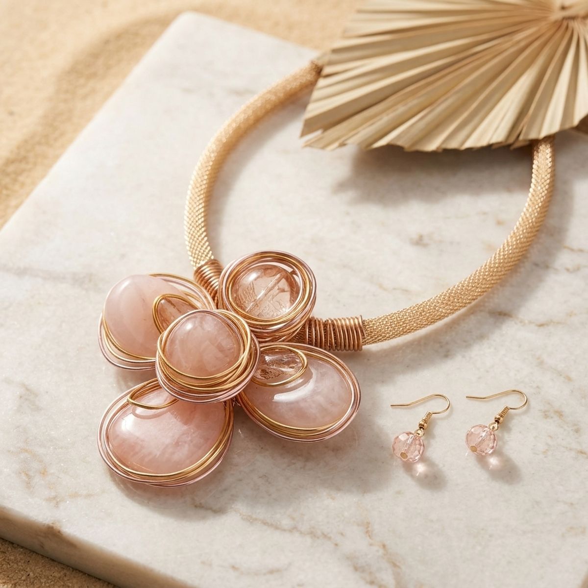 Soft Pink Flower Pendant Handmade Necklace
