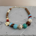 Chunky Stone Geometric Bead Flower Tribal Necklace