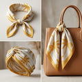 Silky Square Yellow Palm Tree Print Fashion Scarf