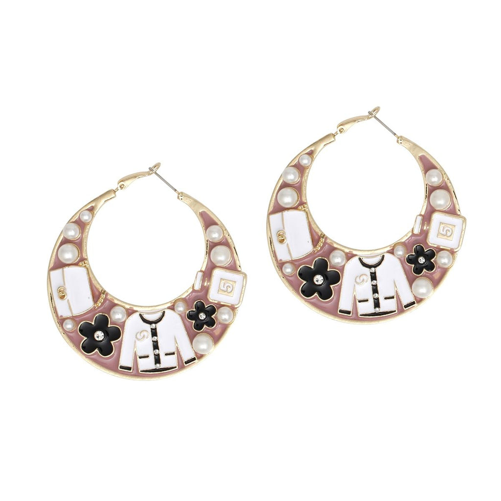 Hoop Fashion House Chic Pink and Gold Earrings
