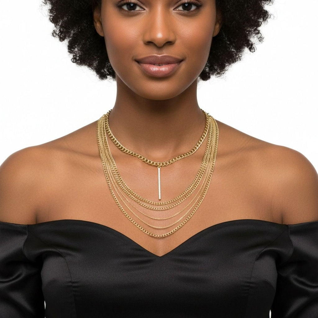 Multi Layer Gold Chain Bar Choker