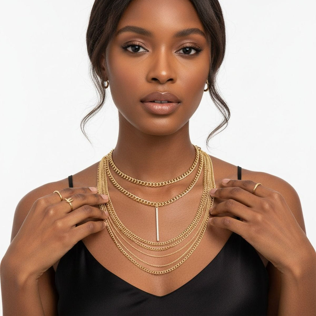 Multi Layer Gold Chain Bar Choker