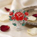 Brooch Silver Mother's Day Red Rose Bouquet Pin