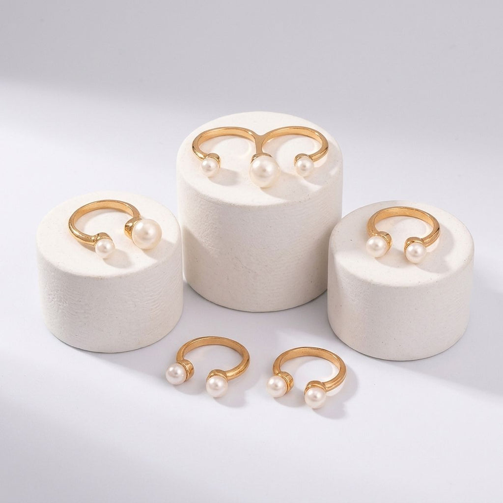 Cream Pearl Midi Ring Set
