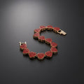 Chain Red Pave Heart Link Bracelet for Women