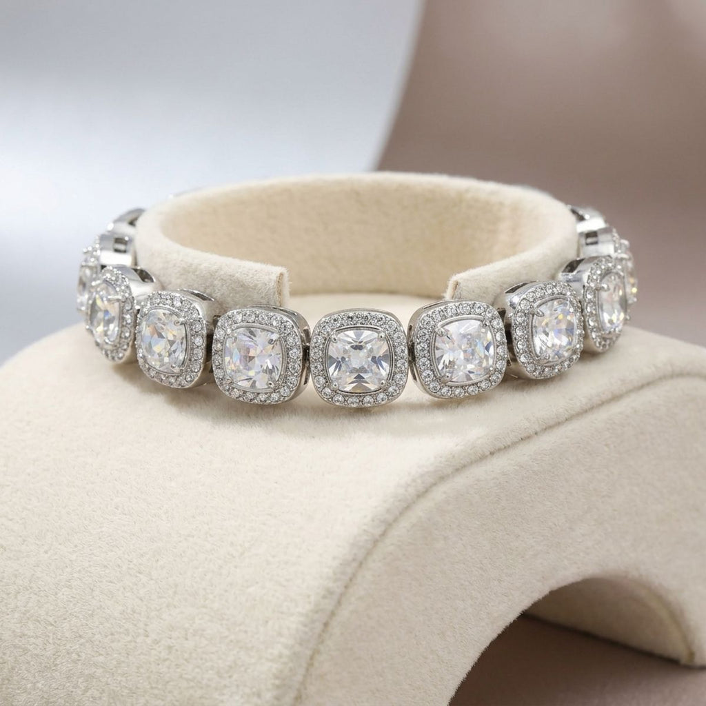 Tennis Silver Cushion Cut Crystal Luxe Bracelet